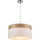 GLOBO LIGHTING Suspension mat bois marron - Ø 40 x H 120 cm - Tissu beige