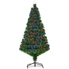 HOMCOM Sapin de Noël Artificiel Lumineux 150H cm Fibre Optique Multicolore + Support Pied 180 Branches étoile Sommet