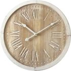 MOBILI REBECCA Rebecca Mobili Horloge Murale Ronde Shabby Marron Blanc Mdf 40x40x4,5