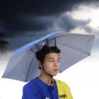 ZJCHAO chapeaux Parapluie de tête pliable de protection solaire de 77 cm (, bleu goutte de pluie)