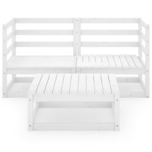 Salon bas de jardin Ayhao2 Salon de jardin 3 pcs Blanc Bois de pin massif AB3075250 60299