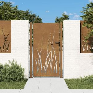 PORTAIL - PORTILLON Porte de jardin MVS - Portail de jardin 105x180 cm acier corten conception d'herbe,25 Kg