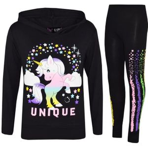 Ensemble de vêtements Survêtement Licorne Fille Noir Arcenciel - Manches