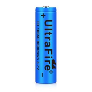 PILES Batterie rechargeable au lithium 18650 en acier inoxydable de grande capacité, bleu
