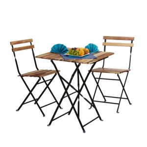 Ensemble table et chaise de jardin Relaxdays Meubles de jardin 2 chaises et 1 table p