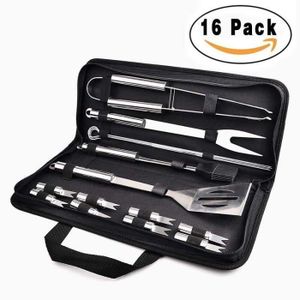 USTENSILE Ywei Outil pour Barbecue 16pcs Ustensiles Barbecue Piquenique Portable Accessoires Barbecue en Inoxydable pour Barbecue