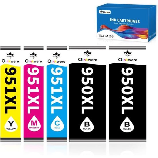 Cartouches D'encre Compatibles HP 950XL/951XL - Noir, Cyan, Magenta, Jaune - Pour Officejet Pro 8600, 8615, 8620, 8660... - Capacité élevée