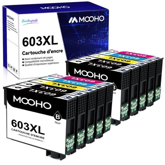Lot de 8 cartouches noirs (18,2 Ml) et couleurs (14 Ml) compatibles pour  EPSON 603 XL, XP-2100 2105 3105 - Jumao - Cartouche d'encre - Achat & prix
