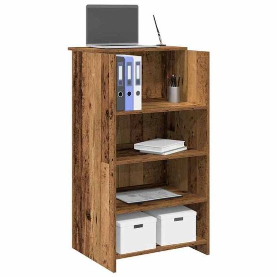 Bureau D'accueil Style Vieux Bois VidaXL - 55x50x103,5 Cm, Avec étagère Et Comptoir Intégré ! - 6