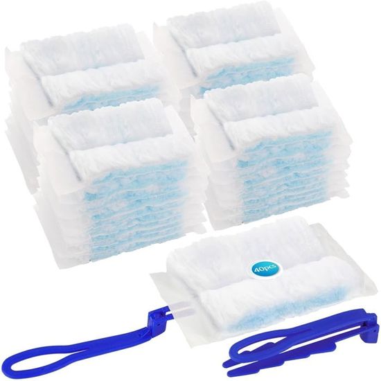 60 Pièces Recharge Plumeau Poussière + Manche Télescopique - Kit Complet Nettoyage
