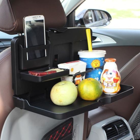 Plateau de nourriture pour voiture avec support de serrage -  Table de salle à manger pliable - Support de boisson pour siège arrière de  voiture