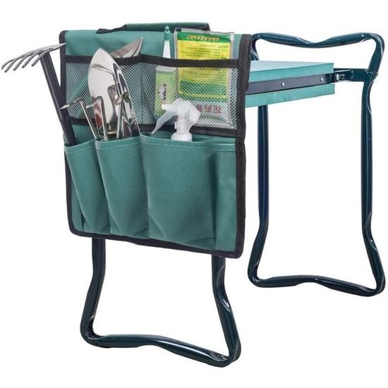 Akemaio Jardin Kneeler Siège Avec Sac à Outils Pliable - Tabouret Portable Poches Rangement Jardinage