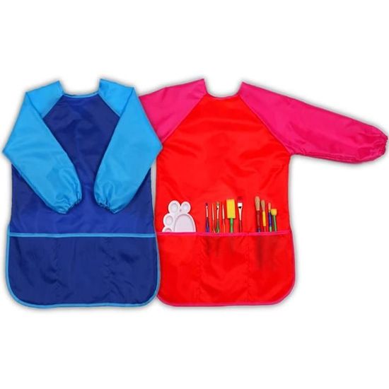 BETESSIN Tablier De Peinture Enfant – Manches Longues Imperméable – 3 Poches – Pour école, Cuisine, Activités – 90 à 140 Cm