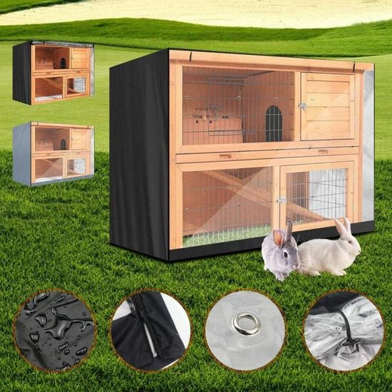 Sunjuly 4FT Rabbit Hutch Universal Double Decker Bunny Cage anti-poussièreimperméablefermeture éclair pour le lapin en hiver (N 1472