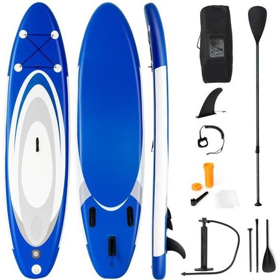 COSTWAY Stand Up Paddle Board Gonflable 335x80x15cm en PVC Accessoires Pagaie Réglable 160-210 cm Sac à Dos Leash Pompe Charge 120kg