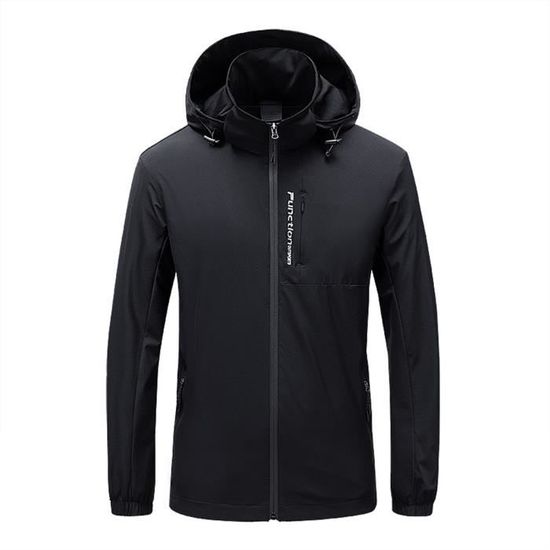 Veste Imperméable Coupe-vent SUKUTU Pour Homme – Légère, Respirante, Avec Capuche Amovible – Pour Randonnée, Camping, Plein Air