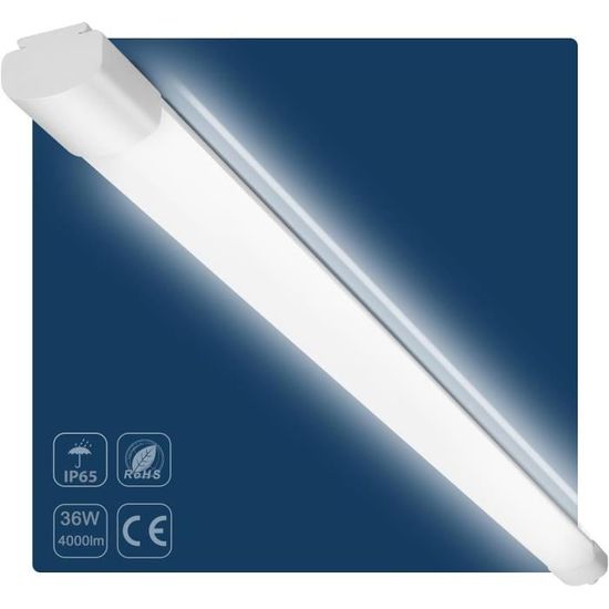 Tube LED Neon 120cm 36W 4500LM 4000K - IP65, Connectable, Pour Garage/atelier