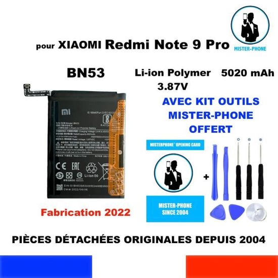 Batterie Pour Xiaomi Redmi Note 9 Pro / 10 Pro (4G) - Modèle BN53, 5020 MAh, Avec Kit D'outils