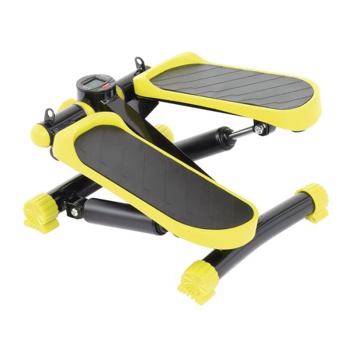 Mini Stepper Machine avec Bandes de Résistance et Affichage - Jambe Fitness Entraînement - 40*33*20cm - Noir et Jaune