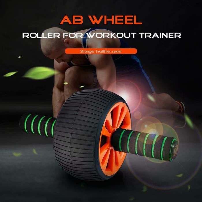AB Roller Roue Abdominale Lombaire d'exercice avec Genouillère Extra épais Tapis de séance d'entraînement Fitness pour Exercices