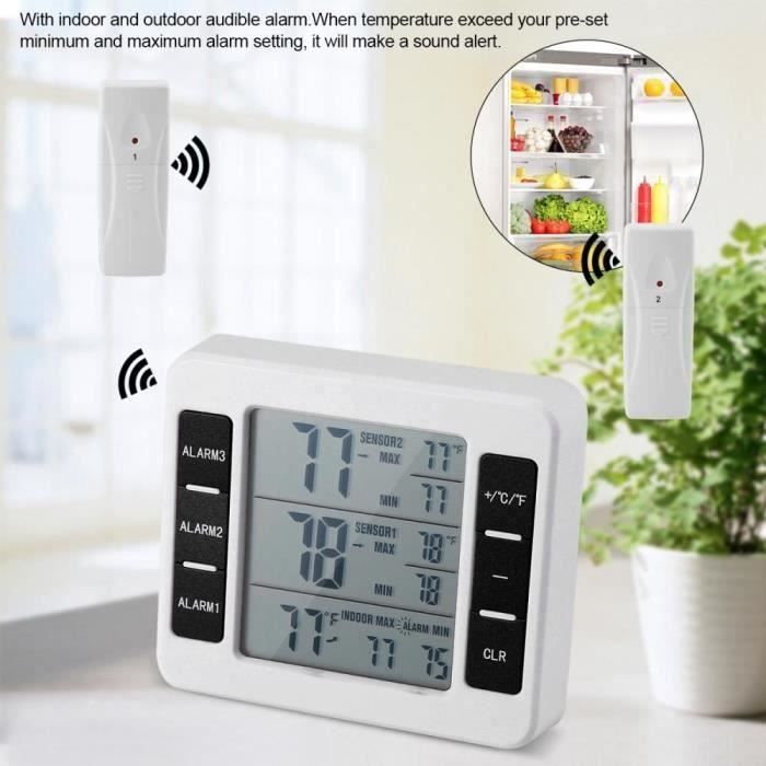 Thermomètre réfrigérateur congélateur sans fil alarme de Digital avec affichage de sonde