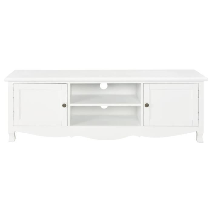 Meuble TV Contemporain - Meuble HI-FI - Banc TV - Blanc 120 x 30 x 40 cm Bois