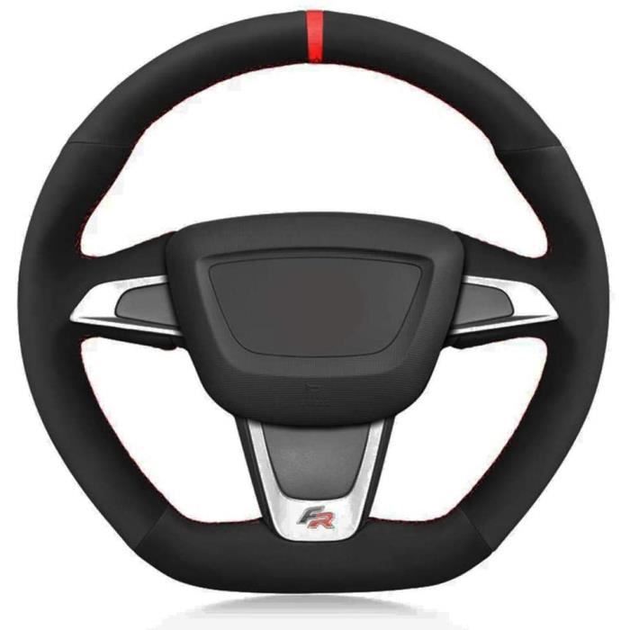 Couvre Volant de Voiture Noir Doux, pour Seat Ibiza (6J) (FR) 2012-2015 Ibiza (6J) (Cupra) 2012-2015 MII FR 2013-2020