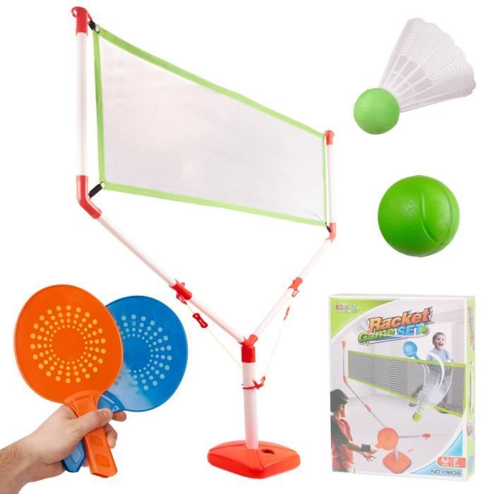 IKONKA Set de badminton, filet, raquettes, fléchettes