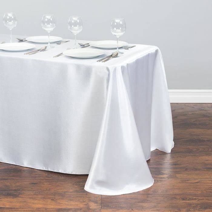 Nappe blanche nappe en Polyester nappe rectangulaire en Satin nappe pour anniversaire noël décoration de fête à la maiso EX2798