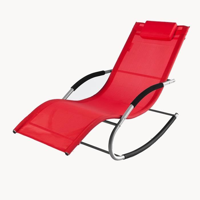 Transat a bascule rocking chair rouge jardin