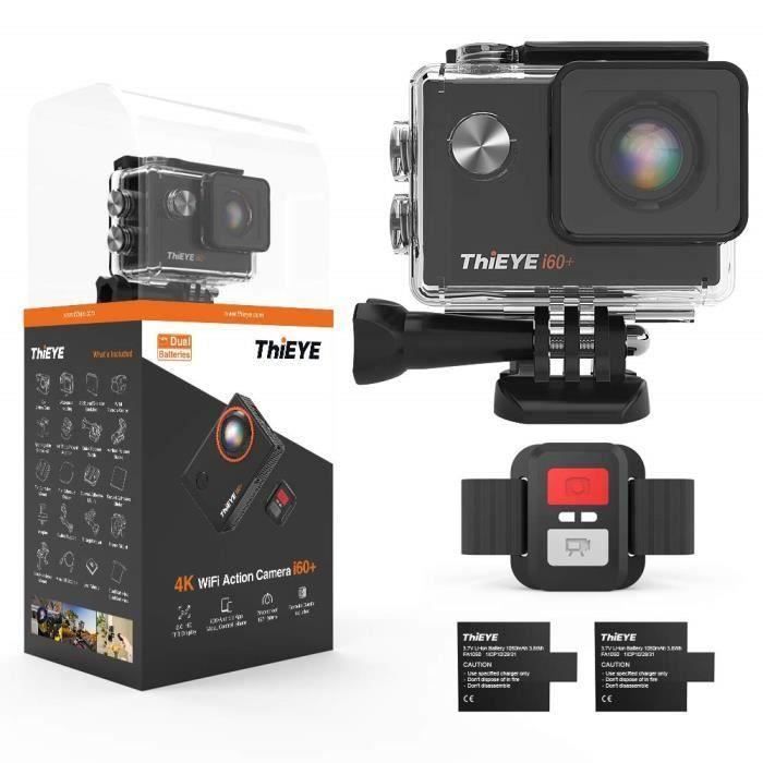 Camera Sport ThiEYE i60+ Caméra Sport 4K WiFi 20MP 170 ° Grand-Angle Action Camera Caméscope 60M Etanche 2.0 '' LCD HD Ecran 2.4G