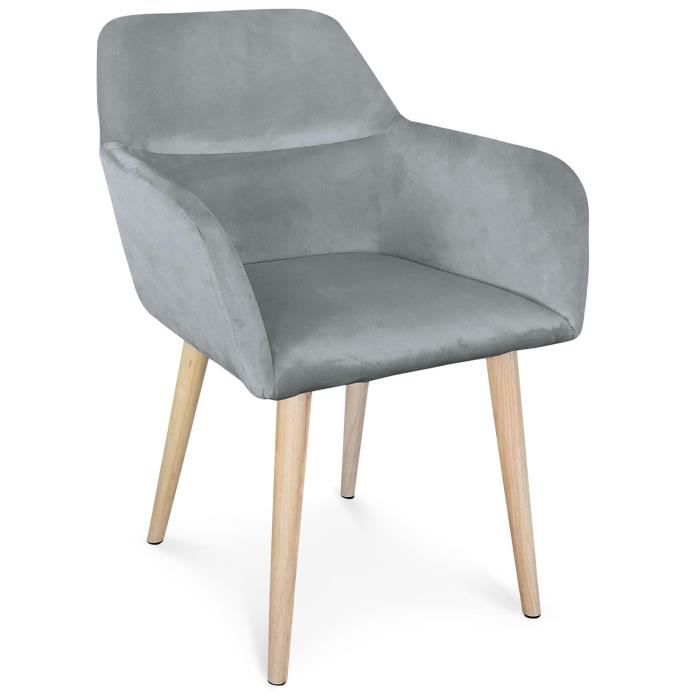 Chaise / Fauteuil scandinave Fraydo Velours Argent
