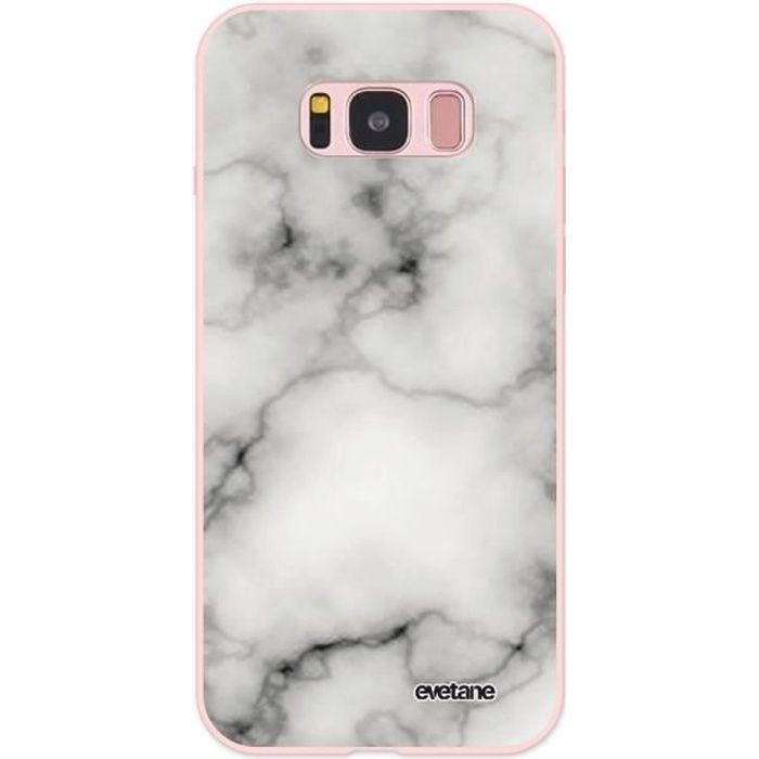 Coque pour Samsung Galaxy S8 Silicone Liquide Douce rose pâle Marbre blanc Ecriture Tendance et Design Evetane