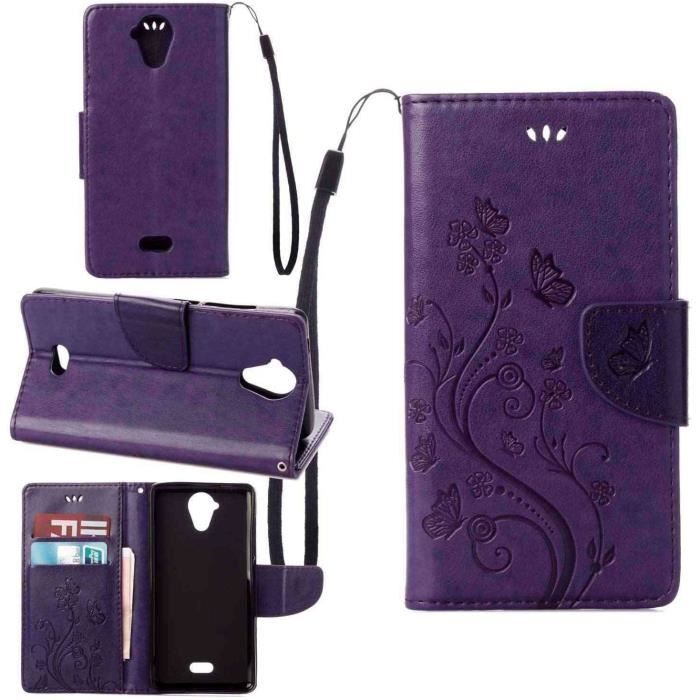 Étui pour Wiko U Feel Lite (5.0 pouce) , pinlu® Haute Qualité ultra-mince Etui Avec slot Pochette Portable Flip Wallet Housse