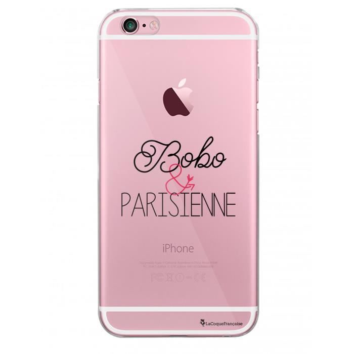 Coque iPhone 6 iPhone 6S rigide transparente Bobo et Parisienne Ecriture Tendance et Design La Coque Francaise