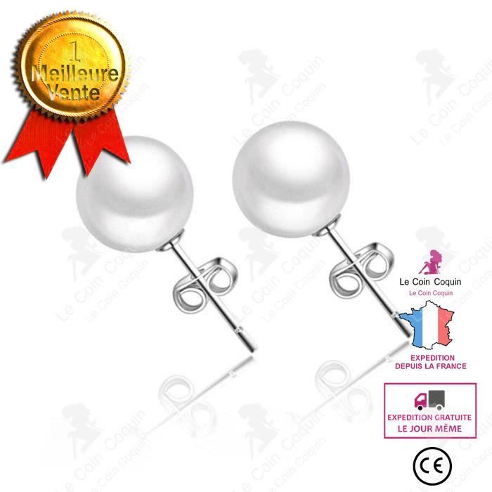 LCC® Paire de boucles d'oreilles Mode perle blanche de mode pour femmes Accessoires d'oreilles Femmes Elégance mode Bouc