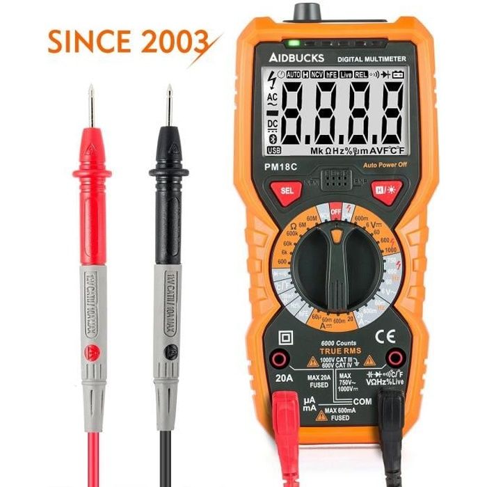 Multimètre Numérique Janisa PM18C AC DC Testeur Electrique Digital Automatique Non-Contact Voltmètre Ampèremètre Ohmmètre Détecteur