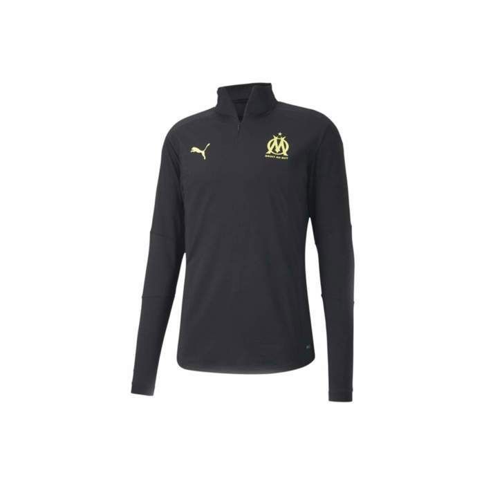 Maillot d'entraînement à manches longues Puma OLYMPIQUE DE MARSEILLE - Réf. 757687-18. Couleur : Noir. Détails. - Col montant