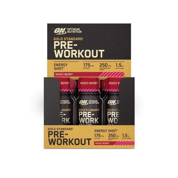 Shot de pré-entraî 12x60ml Baies mélangées Optimum Nutrition Pre-entrainement