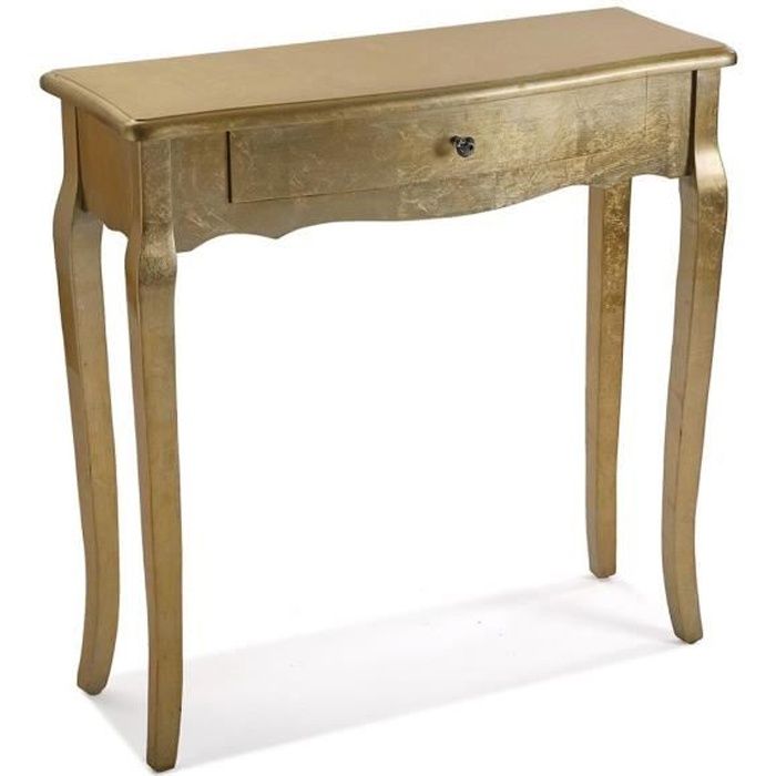Console doré avec un tiroir - L 80 x l 30 x H 80 cm