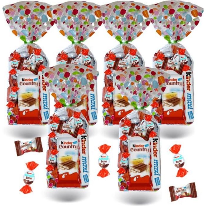 6 sachets de 40 chocolats Kinder : Schokobons, Mini Bueno, Maxi et Country