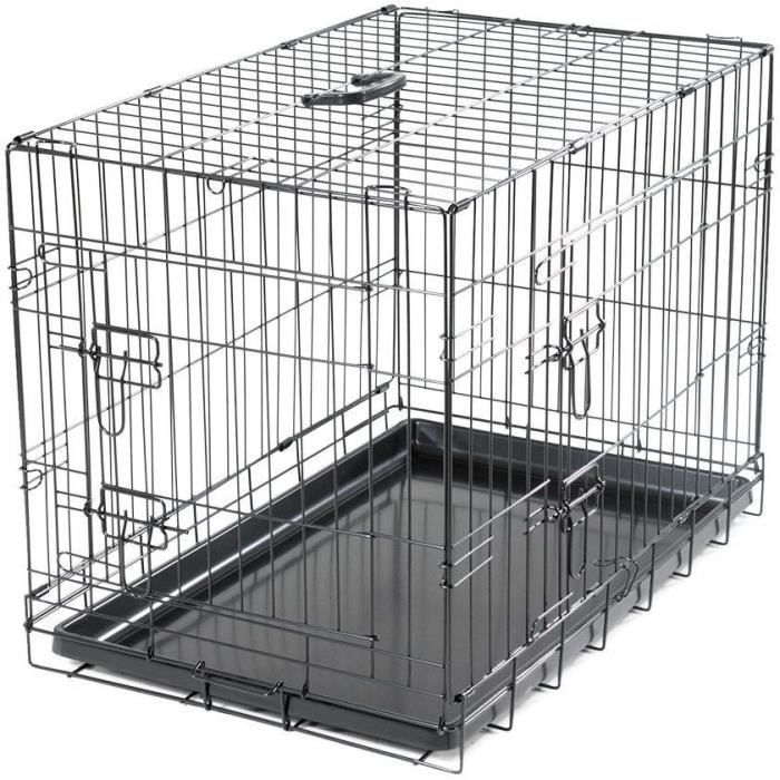 Cage Transport Chien - Vadigran - Pliante - Noir Classique - 78x49x55 cm