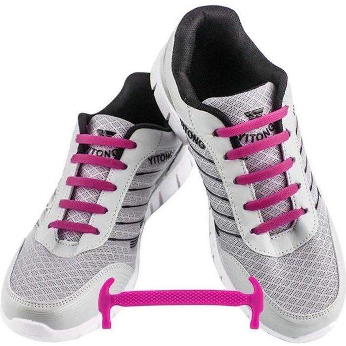 WELKOO® Lacets Elastique en Silicone Sans Lacage Etanche pour Chaussure Adults -12pcs Couleur Rose