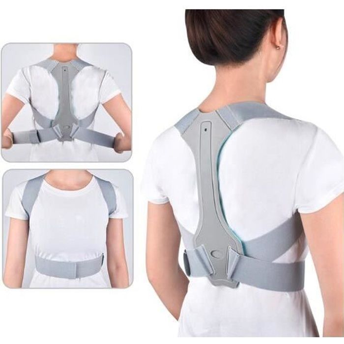 Correcteur de Posture Dos pour Hommes Et Femmes, Soulager Efficacement Les Douleurs Dorsales, Thoraciques, Cou et Épaules (Gris)