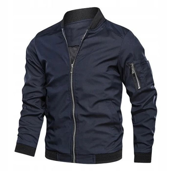 Blouson Aviateur Homme Automne – Léger, Décontracté, Fermeture Zip – Couleurs Bleu Marine, Marron, Noir