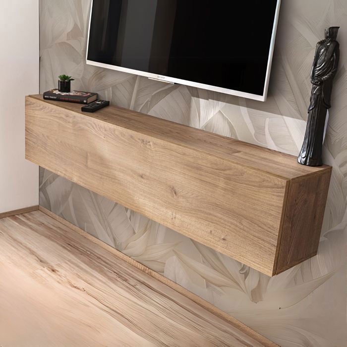 Komodee Meuble TV Suspendue Como - Chene - Miel Truffe - 137 x 30 x 23 cm Komodee Meuble TV Suspendue Como - Chene - Miel Truffe - 137 x 30 x 23 cm