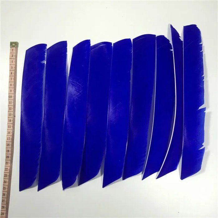 50 Plumes Naturelles Dinde 4/5 Pouces – Empennage Flèche Tir à L'Arc Droit Bouclier – Jaune, Vert, Bleu, Rouge, Violet, Noir, Blanc