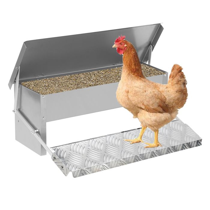 Meilleurs prix pour Eulenke Mangeoire poules automatique 5KG – Distributeur en acier galvanisé avec pédale auto-ouverte et couvercle étanc