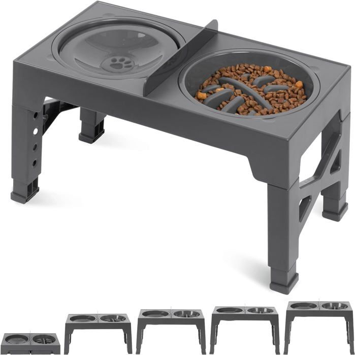 Comparer les prix de Gamelle Surélevée Pour Chien Avec Mangeoire Lente Et Bol D'Eau Lente Anti-Déversement,Bol Surélevé 2 En 1 Pour Chien,Chat De Petit