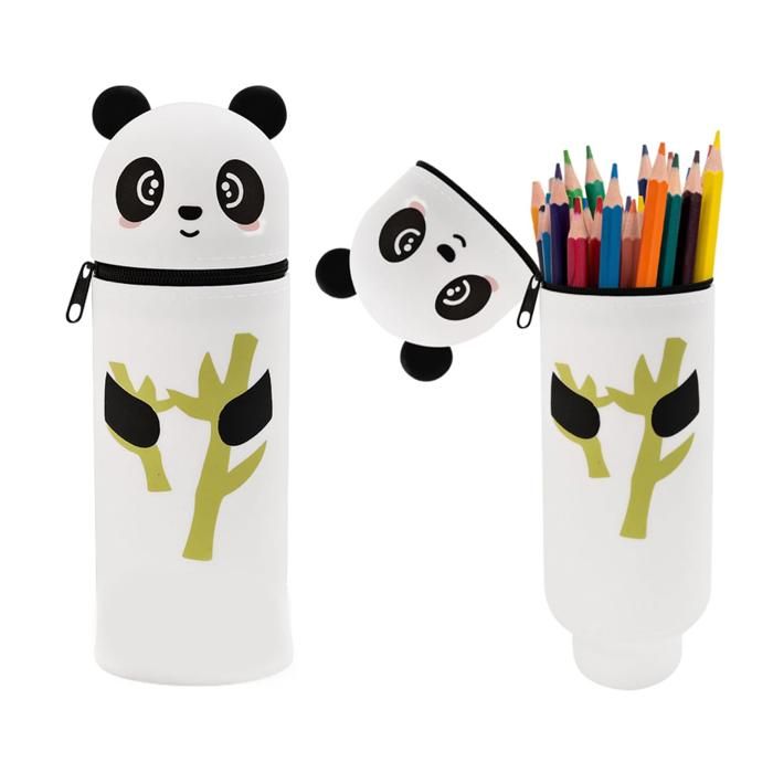 Trousse Silicone Rétractable Kawaii 2 En 1 - Grande Capacité, Porte-Crayons De Table (Modèle Chat)